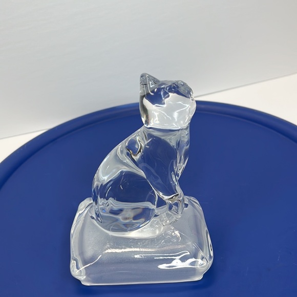 Lead Crystal Cat on Frosted Square Pillow Paperweight Figurine Crystal D'Arques - Picture 14 of 16